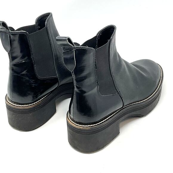 Zara Wide Heeled Ankle Boots Lug Soles Black - Picture 5 of 13